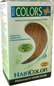 EcoColors Hair Color Light Brown DIY Kit 4 oz Non-Toxic Permanent Cruelty-Free - Picture 1 of 3