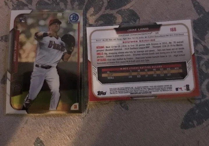 (2) 2015 Bowman Chrome  Jake Lamb RC 168 Arizona Diamondbacks - Image 1 of 1