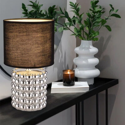 Lampada da Tavolo Lampada da Soggiorno Lettura Ceramica Stoffa 1 Fiamma - Immagine 1 di 4