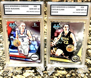 CAITLIN CLARK-PAIGE BUECKERS 2023 BOWMAN U Graded GEM-MT 10 ROOKIE LOT #34,#90 - Picture 1 of 12