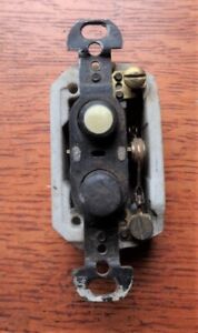 Antique Vintage Bakelite & Ceramic Push Button Light Switch - c1900 