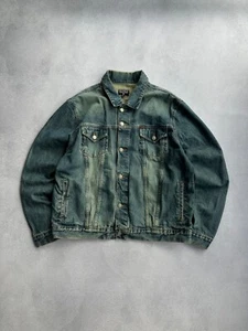 Vintage Polo Jeans Ralph Lauren Dirty Denim Mens Jacket Sz XL - Picture 1 of 12