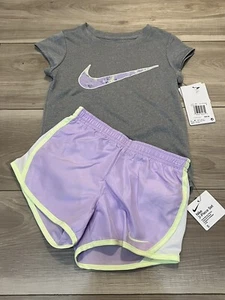 NIKE AUTHENTIC GIRLS ORIGINAL BRAND NEW 2Pc Tee & SHORTS SET Sz 5 NWT MSRP $40 - Picture 1 of 4