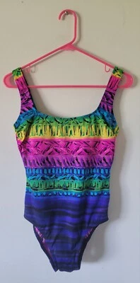 Traje de baño Longitude para mujer 8 piezas estampado arco iris traje de baño correa ancha colorido Foto 1 de 4