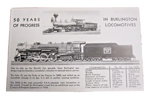 CHICAGO WORLD'S FAIR POSTCARD Burlington Route Locomotives 1933-1934 - Picture 1 of 2