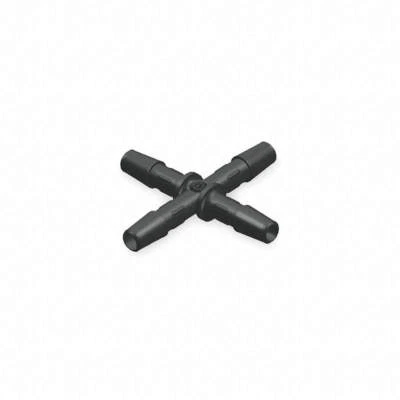 ELDON JAMES Barbed Cross Connector, Polypropylene, 3/32" Barb Size, White, 10 PK