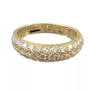 Cartier 18k Yellow Gold Mimi Pave Diamond Band Ring - Picture 1 of 8