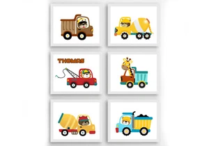 Construction nursery prints, Construction safari decor, trucks & diggers prints - Picture 1 of 14