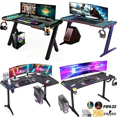 Tavolo da Gaming con LED RGB Gaming Scrivania Gamer Tavolo per Computer 140/160/180cm - Immagine 1 di 4