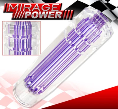 Universal 6" M8X1.25 Clear 3D Style Long Shift Knob Interchangeable Purple - Image 1 of 4