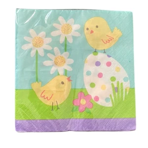 Party Creations Hippity Hoppity Ostern Küken Gänseblümchen Servietten 16 kt 2-lagig 9,75 Zoll - Bild 1 von 3
