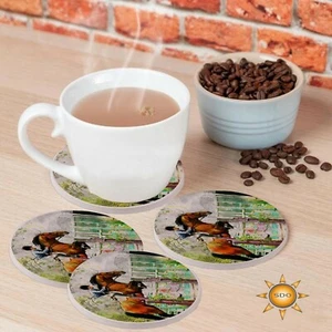 Bay Warmblut Pferd Getränk Untersetzer Geschenkset Natursandstein - Bild 1 von 1