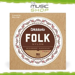 D'Addario EJ34 Normal Tens Ball End Folk 80/20 Bk Nylon Classical Guitar Strings - Foto 1 di 4