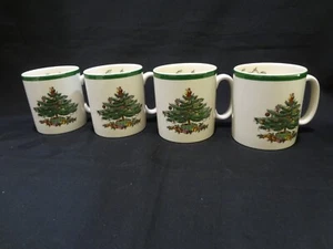 Spode Christmas Tree with Green Edge - Set of 4 Mugs - Picture 1 of 7