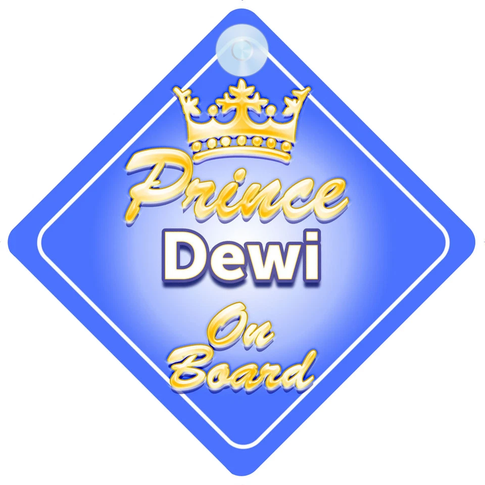 MYBABYONBOARD UK Personalisiertes Autoschild Kronprinz Dewi an Bord Junge Kind Geschenk