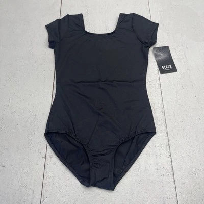 Bloch Dujour Cap Sleeve Black Ballet Dance Leotard Youth Girls Size 8-10 New - Image 1 of 4