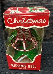 Bradford Mistletoe Kissing Bell Christmas Ornament Red Color Original Box NEW - Picture 1 of 6