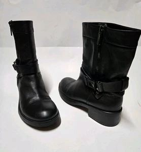 AQUATALIA MARVIN K Black Leather Moto Boots Italy Size 7.5 - Picture 1 of 6