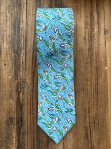 NEW Lilly Pulitzer Men's 100% Silk Neck Tie Mermaid Nice Tail Spa Blue 22322 NWT - Picture 1 of 10