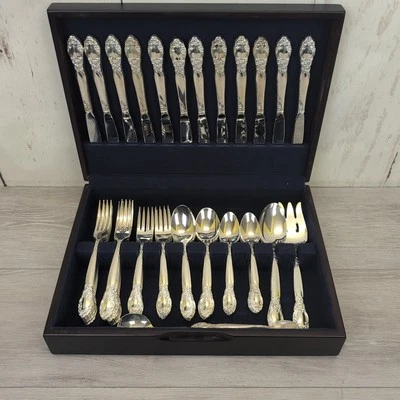 Oneida Community Ballad Rose Country Lane Pattern Set Of 65 Pieces W/Box  VTG - Image 1 of 4