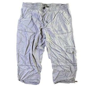 Lane Bryant Plus Size 14/16 Gray Lyocell Capri Cargo Pants Drawstring Elastic - Picture 1 of 3