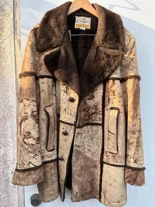 Cappotto in shearling di vacchetta spacco Grais - Giacca sherpa in vera pelle taglia 46 - Foto 1 di 9