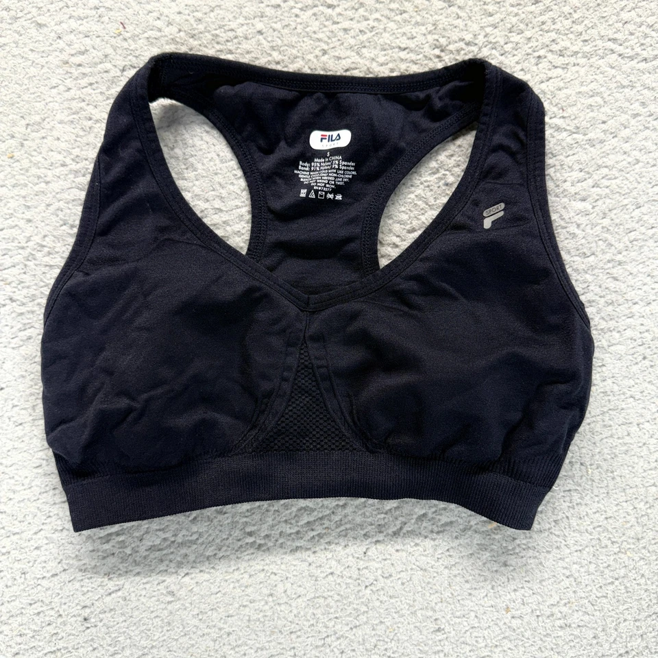 Sujetador deportivo FILA Sport negro para mujer S gimnasio correr yoga entrenamiento espalda deportiva Foto 1 de 4