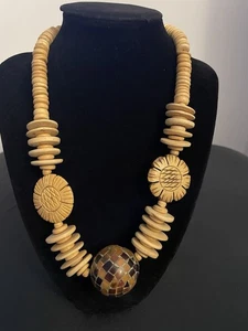 VINTAGE Grob HOLZ PERLEN KUGEL COLLIER HALSKETTE 18" Lang - Bild 1 von 6