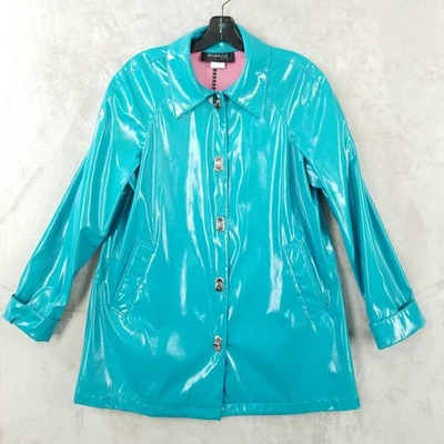 Chaqueta de Lluvia Mycra Pac Life S/M Verde Azulado Brillante Palanca Capucha Desmontable Viaje Embalable Foto 1 de 4