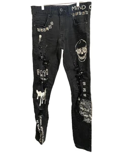 Smoke Rise Jeans schwarz Stretch Skinny Totenkopf Nieten JP20732 Gr. 30X32 Rarität - Bild 1 von 6