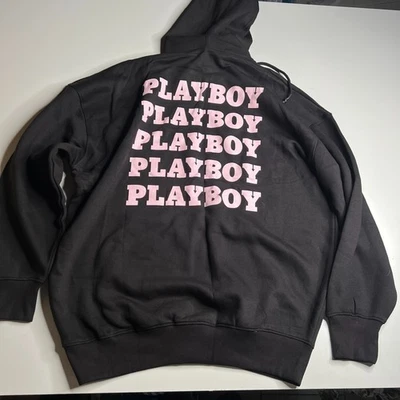 Playboy X Missguided Sudadera con Capucha Gran Tamaño Negro Rosa Logo Para Mujer EE. UU. 4 Nueva Con Etiquetas Foto 1 de 4