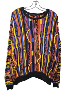 Forever 21 Neu mit Etikett Coogi Style 3D Strick Pullover Mehrfarbig Rundhals 90er Vintage Look - Bild 1 von 7