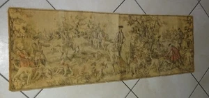 VTG Victorian Tapestry Colonial Horses Dogs Fox Hunt Rare Antique 53" X 17" - Picture 1 of 4