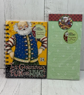 Mary Engelbreit Christmas Santa Wire Bound Journal Notebook Magnetic Notepad NEW - Image 1 of 4