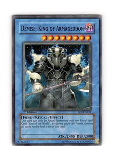 Yu-Gi-Oh Demise, King Of Armageddon SOI-EN035 1st Edition Super Rare Card HP - Picture 1 of 2