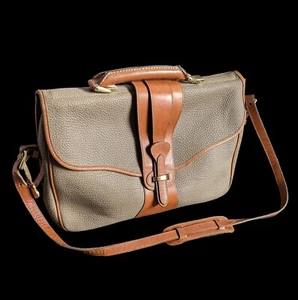 VTG Dooney Bourke All Weather Pebbled Leather Tan Messenger Laptop Bag - Picture 1 of 17