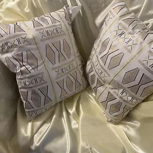 Alluring African Gold, Yellow, White Throw Pillows Also Perfect For Travel. - Picture 1 of 6