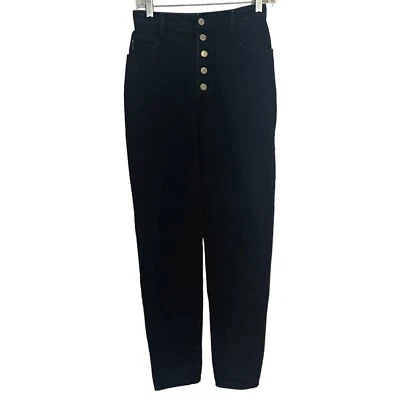 Pantalones de mamá vintage Y2K Bongo pierna recta talla 5 negros tiro alto botón mosca Foto 1 de 4