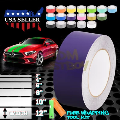 Matte Color Racing Stripes Vinyl Wrap Decal For Mercedes Benz Stripe 10FT / 20FT - Image 1 of 4