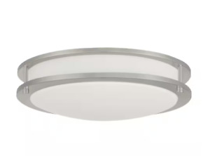 Hampton Bay Flaxmere 14 in. Brushed Nickel LED Flush Mount Light Dimmable