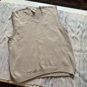 Vtg Eddie Bauer Sweater Vest Mens XL Adult Chunky Heavy Knit Oatmeal Beige V Euc - Picture 1 of 5