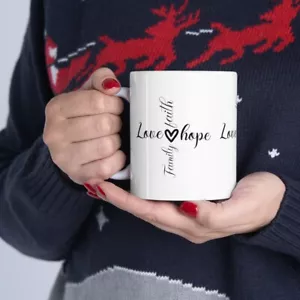 Liebe und Hoffnung Kaffeetasse inspirierende und tägliche Motivation, Phrasen Keramikbecher - Bild 1 von 13