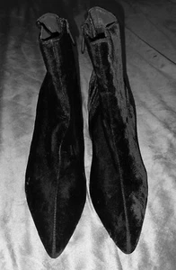 MNG Mango chunky heal black velvet booties boot size 8 eu 39 - Picture 1 of 5