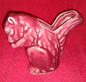 Vintage ceramic Squirrel figurine planter berry colored glaze - Picture 1 of 4