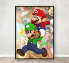 Mario and Luigi Poster Children's Bedroom Wall Art Print A4 Framed