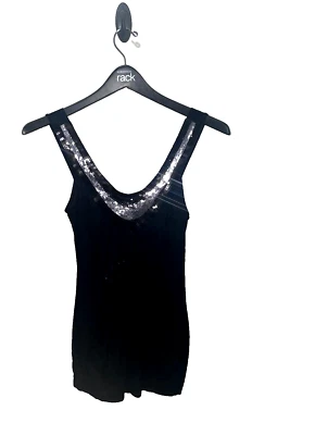 Camiseta sin mangas Forever 21 para mujer talla pequeña negra lentejuelas pulóver sin mangas Foto 1 de 4