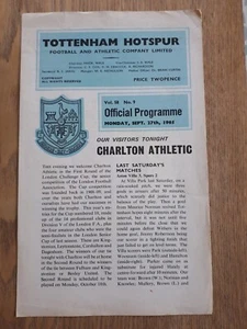 Tottenham Hotspur v Charlton Athletic - London Challenge Cup Programme 27/09/65 - Picture 1 of 3