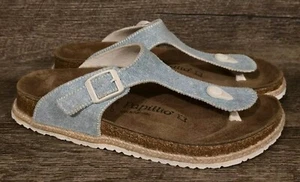 Womens Size 7 Birkenstock Papillio Gizeh Birko-Flor Beach Light Blue Sandals - Picture 1 of 4