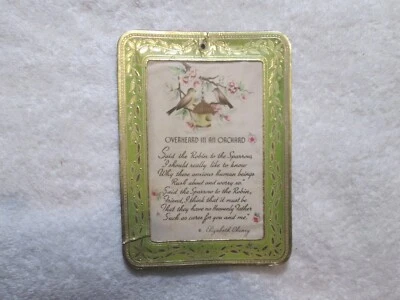 Placa de pared vintage de poema de Elizabeth Cheney escuchada en un huerto Foto 1 de 4