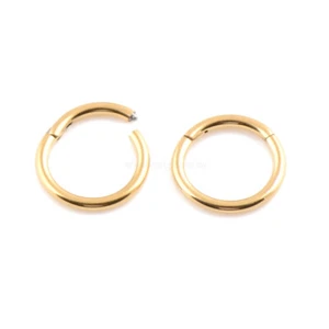 20G 18G 16G 14G Gold Color HINGED Segment Nose Ring Septum Clicker Daith Hoop - Picture 1 of 1